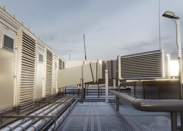 Commercial rooftop HVAC system and ductwork